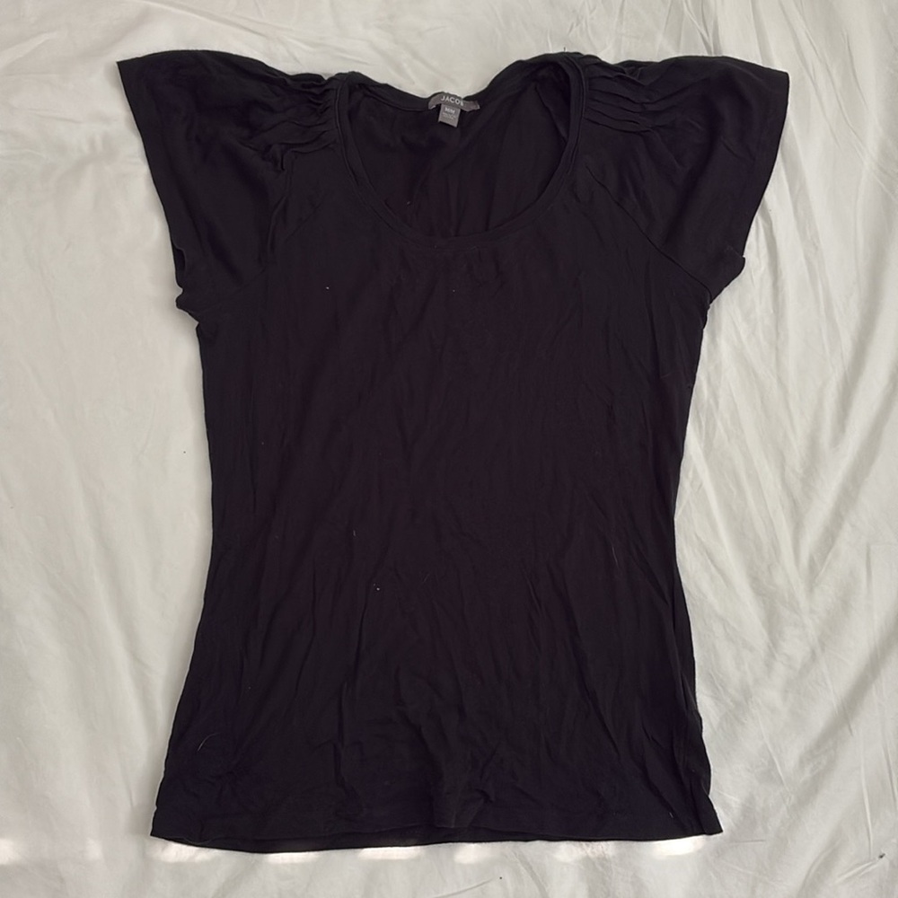 Cotton blend flutter sleeve top